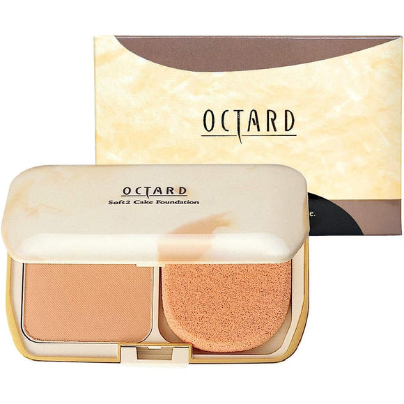 [Octard] Powder Foundation Soft 2 Cakes 744 Natural, 0.4 oz (10 g) (with Sponge Puff), Foundation, Standard Color