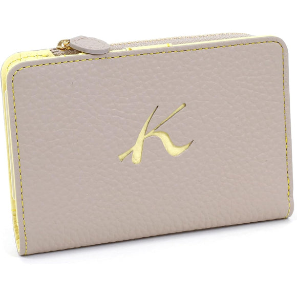 Kitamura K mark cutout bifold wallet PH0773 Sand Beige/Yellow 52401