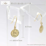 [Barzaz] Coin Earrings 18K Yellow Gold K18 18K Women's Hook Thin Made in Japan