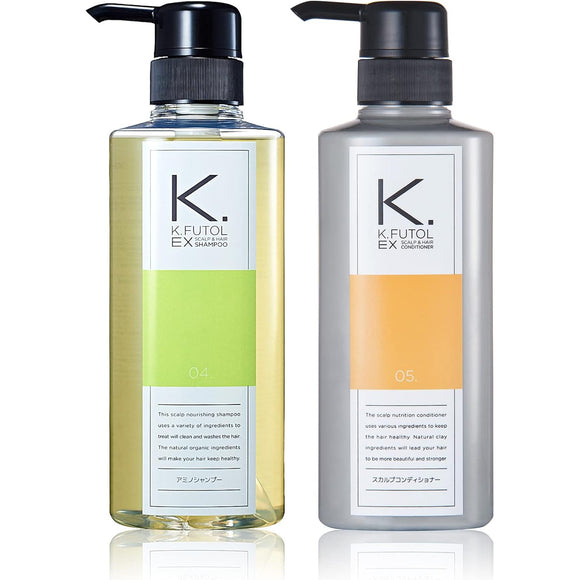 K. Futol (Kfutol) Keftle EX Shampoo & Conditioner Set for Men Non Silicone Amino Acid Shampoo Treatments Rinse Beauty Salon Exclusive Quality 500ml & 500g