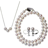 [Mani・Mani] Domestic Akoya Genuine Pearl 3 Piece Set Special Value Pearl [7-7,5mm Beads] Genuine Material Ceremonies June Birthstone (Certificate of Authenticity, Luxury Case, Care Cloth, Warranty [Made in Japan], Mother's Day Gift