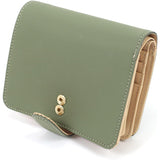 Kitamura Bifold Wallet Unique Texture Made of Natural Materials PH0334 Women's Khaki/Ivory Stitch Green 33911