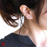 A.UN jewelry Second Earrings Swiss Blue Topaz Birthstone 4mm Thick 12mm Delicate Simple Leave on 18K Gold Allergic to Metal Women's Natural Stone [K18YG Silicone Catch Included]