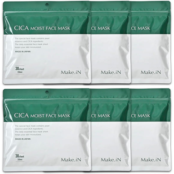 CICA MOIST FACE MASK 30 sheets Make.iN Pack Face Mask Made in Japan Beauty Ingredients Moisturizing Home Esthetic Sheet Mask Moisturizing Skin Care (6)