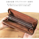Nafka nafka Long Wallet Women's Men's Genuine Leather Mosto Leather Simple Round Zipper Made in Japan NFK-72104 Blue