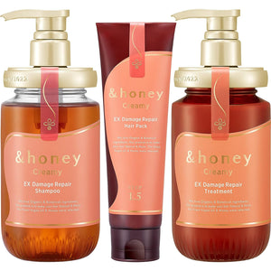 And Honey Creamy EX Damage Repair 3-Piece Set [Shampoo/Treatment/Hair Pack] "Rich Honey Beauty for Damaged Hair