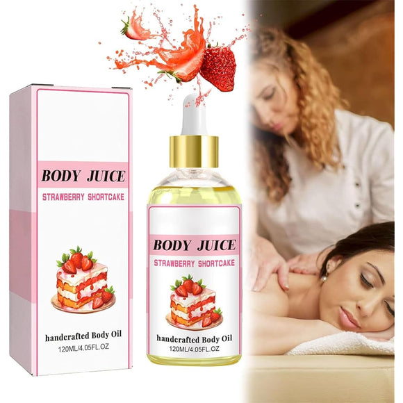 Body Juice Oil Scented Strawberry, Strawberry Shortcake Body Oil, 120ml Homemade Body Oil for Women, Body Juice Oil Strawberry Shortcake (1pc)