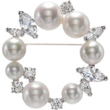 [Vendome Boutique] Cubic Zirconia Shell Pearl Wreath Brooch VBPV9013 UW