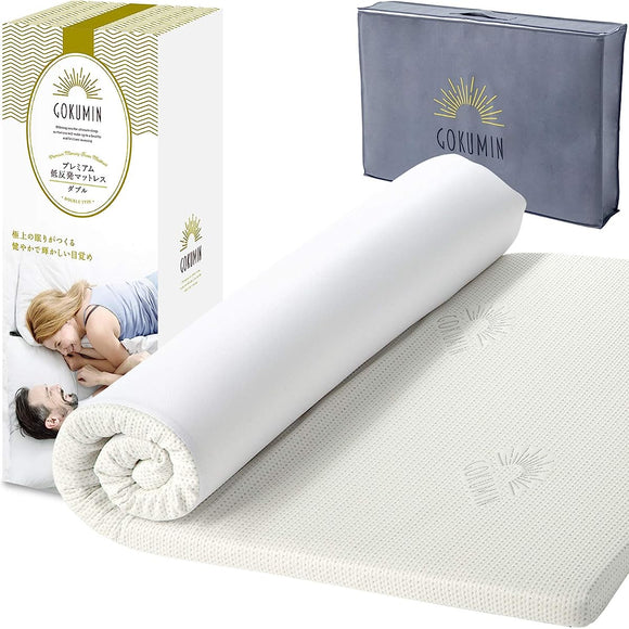 GOKUMIN Mattress, Memory Foam, Bed Mat, Mattress, 2.0 inches (5 cm), Thick, High Resilience, Antibacterial, Odor Resistant, Premium White, Double