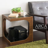 Miyatake Seisakusho ST-402 BR ARCA Side Table, Width 15.7 x Depth 15.7 x Height 17.7 inches, Brown, 2-Tier Glass Top