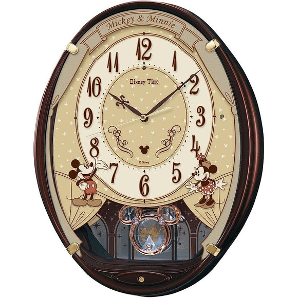 Seiko Clock Wall Clock Character Disney Time Mickey Mouse Minnie Mouse Radio Analog 6 Songs Melody Brown Metallic FW579B