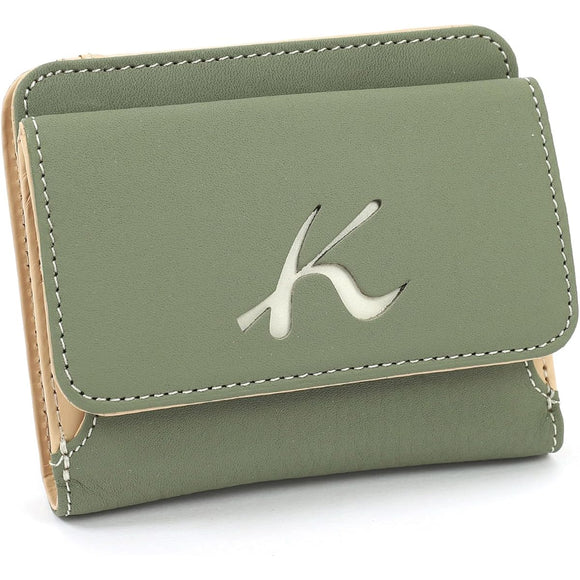 Kitamura Bifold Wallet Unique Texture of Natural Materials PH0539 Women's Khaki/Ivory Stitch Green 33911