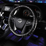 Garson D.A.D HA507-01 Steering Wheel Cover, Royal Steering Cover, Gathered, Small, Monogram Leather, EMBROIDY: Black