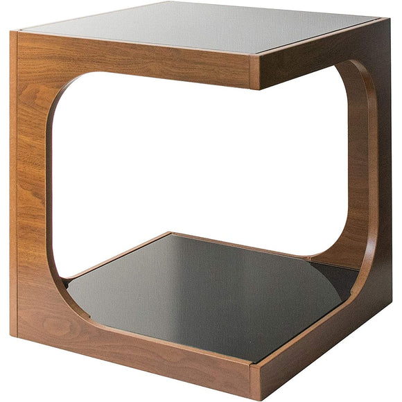 Miyatake Seisakusho ST-402 BR ARCA Side Table, Width 15.7 x Depth 15.7 x Height 17.7 inches, Brown, 2-Tier Glass Top