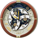 Seiko RE601B Wall Clock, Karakuri Clock, Analog, Triple Selection, Melody, Brown Metallic, 15.4 x 15.4 x 3.8 inches (39 x 39 x 9.6 cm)