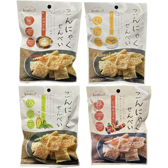 Konnyaku Senbei (4 types x 5 bags = 20 bags set) Japanese-style dashi flavor, consommé flavor, herb & vinegar, BBQ 15g