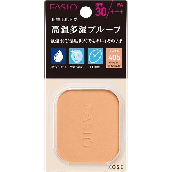 FASIO Powerful Stay UV Foundation Refill 405 Ocher, Slightly Lighter Natural Skin Tone, Refill 10g