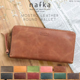 Nafka nafka Long Wallet Women's Men's Genuine Leather Mosto Leather Simple Round Zipper Made in Japan NFK-72104 Blue