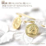 [Barzaz] Coin Earrings 18K Yellow Gold K18 18K Women's Hook Thin Made in Japan