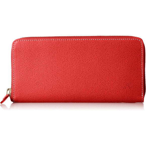 Kitamura Women's Leather Long Wallet Embossed PH0570 Red/Ivory Stitch Red 70912