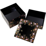 Osaka Choseido Heavy Box, Shikishunju 3-Tier Yamanaka Lacquer Original Cooler Bag with Bonus Item, Sports Festival, Osechi, Black, 5.9 inches (15 cm)