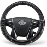 Garson D.A.D HA507-01 Steering Wheel Cover, Royal Steering Cover, Gathered, Small, Monogram Leather, EMBROIDY: Black