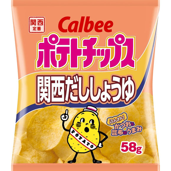 Calbee Potato Chips, Kansai Dashi Soy Sauce, 2.0 oz (58 g) x 12 Bags