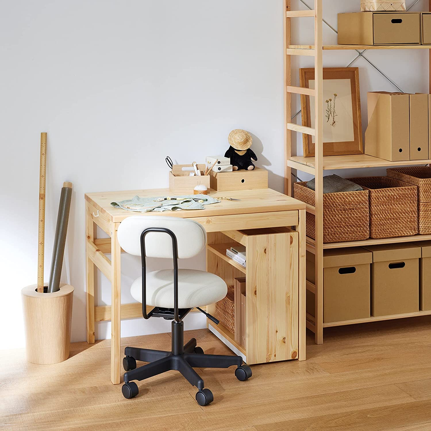 MUJI 12058458 Pine Wood Desk, Width 33.9 x Depth 22.8 x Height