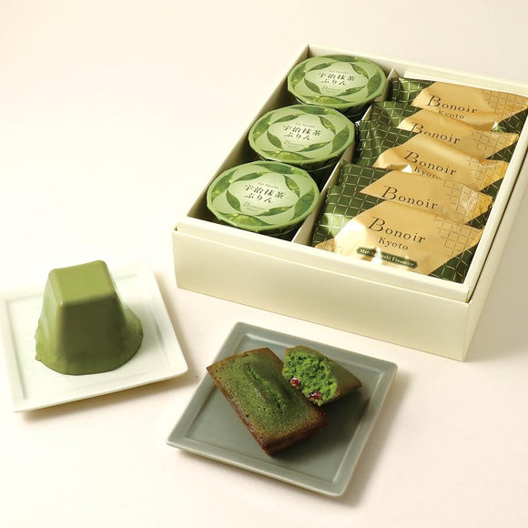 Bonoir Kyoto Uji Matcha Financier & Purin, 8 Pieces, Pudding, Baked Confectionery Financier, Assorted, Individually Packaged, Gift, Present, Sweets