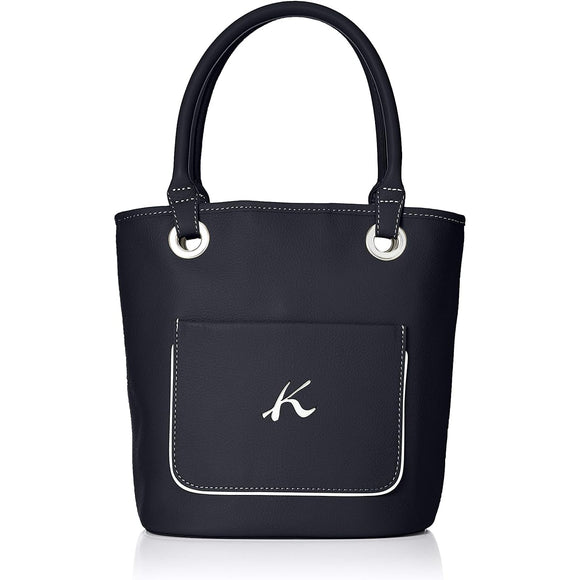 Kitamura K-marked outside pocket bucket-shaped handbag Y-1091 Dark Blue/White Navy 10901