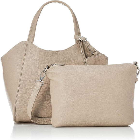 Kitamura Handbag with shoulder bag and pass case Z-0556 Women's Sand Beige/Ivory Stitch 52901