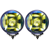 IPF S-9681 Off-Road Halogen Fog Lamp, H3, Round, Diameter 6.5 inches (166 mm), 12 V, Hybrid (Driving/Spot Simultaneously) Light Distribution, Set of 2, Gold Lens