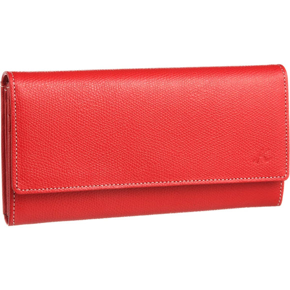 Kitamura Long Wallet Embossed PH0331 Women's Red/Ivory Stitch Red 70912