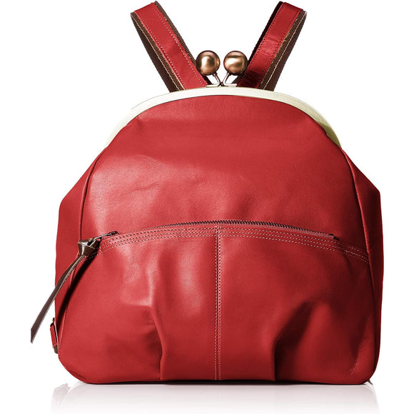 Laissez-faire Genuine Leather Q's Backpack with Clasp, Made in Japan, Women's Red