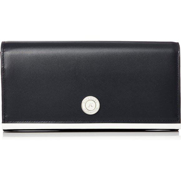 Kitamura Long Wallet Coin Purse L-shaped Type NH0779 Dark Blue/White Navy 10901