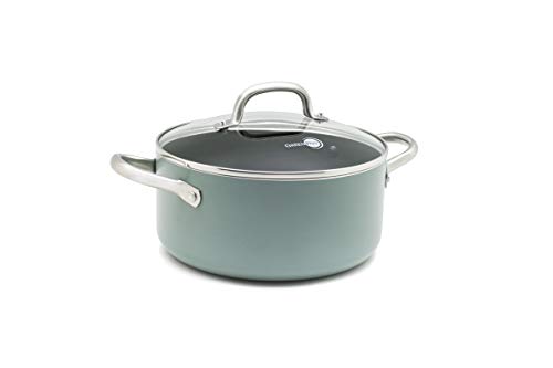 Green pan Two-handed pan Casserole IH compatible 20cm with lid Ceramic sticking resistant Fluorine-free Mayflower CC002177-001