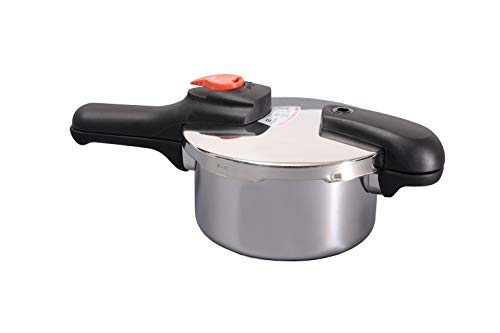 Pearl metal one-handed pressure cooker 2.5L IH compatible stainless steel pressure switching type with recipe Saving Cook H-5434
