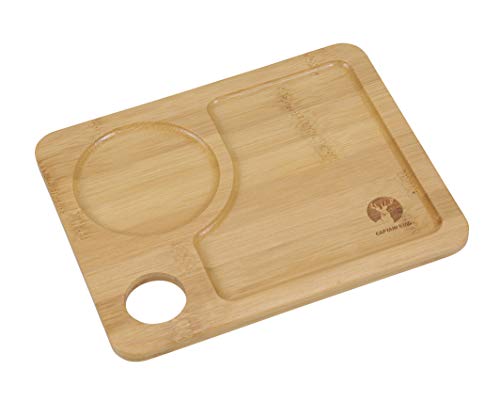 CAPTAIN STAG TAKE-WARE UP-2656 Bamboo Plate, Thumb Up Multi Tray, 7.9 x 6.3 x 0.1 inches (20 x 16 x 0.8 cm)