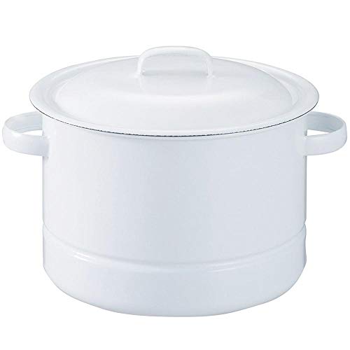 Daily tools Noda enamel steaming pot with drainboard IH compatible Made in Japan White 21cm