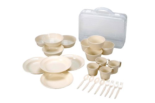 Captain Stag M-1201 Dinnerware Set, Plates, Bowls, Donburi Rice Bowls, Mugs, Forks, Spoons, Set of 4 Each, Case Included