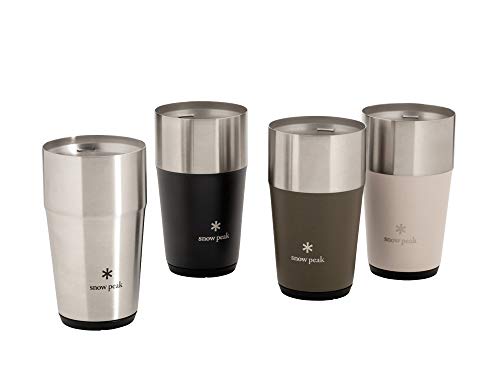 Snow Peak SET-470 Thermo Tumbler 470 Set of 4 Colors, Black, Olive Green, Silver, Sand