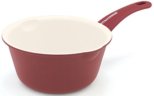 VitaVerde Soft Grip Burgundy Red Milk Pan 15cm For Gas Fire Only Healthy Ceramic Non-Stick CW001822-002