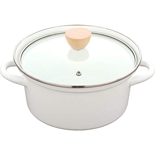 Iris Plaza Two-handed pan 20cm IH compatible White enamel processing Hard to get dirty Hollow two-handed pan EMP-20