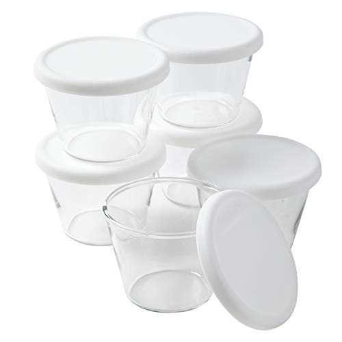 Iwaki KBT904 Pudding Cups, 3.4 fl oz (100 ml), Set of 6 with Silicone Lids, White