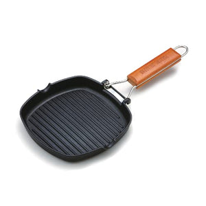 Taniguchi Metal Folding Grill Pan Gas Fire IH Compatible Black Approximately 21.8 x 21.8 x 3.5 cm