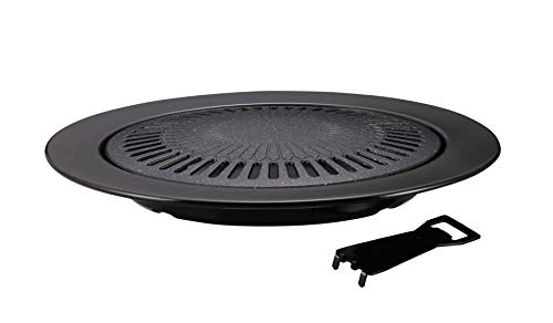 CAPTAIN STAG UG-1564 Round Grilling Plate, 13.0 inches (33 cm), 4-Layer Marble Coating, For Gas Fires, With Hook Handle