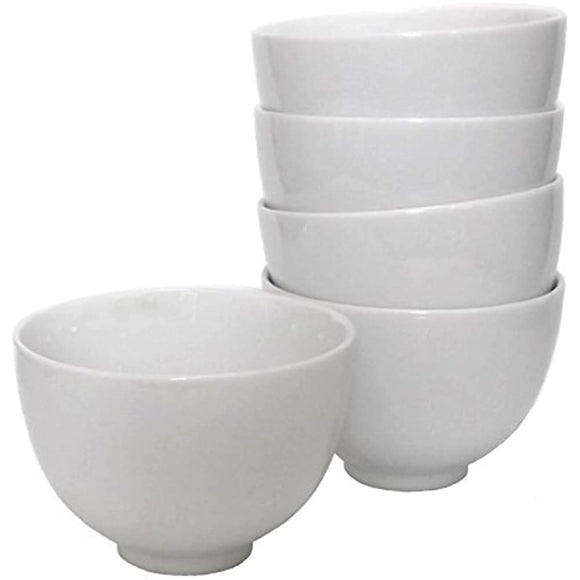 White Porcelain Sencha Green Tea Bowls 07T 5 Guests