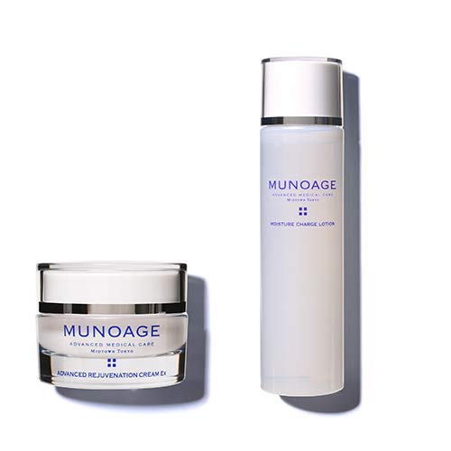 MUNOAGE [Lotion & Moisturizing Cream Complete Skin Care 2 Product Set] Advanced Rejuvenation Cream Ex (30g) & Moisture Charge Lotion (150ml) [Firm Elasticity Intensive Care Set] Firm Elasticity Cream, Lotion, Damage Care, For Puffy Skin, Unscented