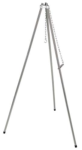 Captain Stag UG-85 Tripod, 2-way, Adjustable Height, Includes Free Chain, Storage Bag, Stainless Steel, Silver, Width 26.0 x Depth 22.8 x Height 44.9 inches (660 x 580 x 1,140 mm)