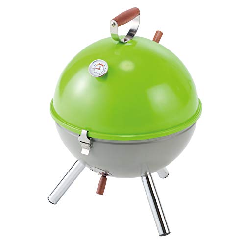BUNDOK Mini Grill Q with Thermometer (Green x Gray Pink x Gray) BD-416 (For 2 - 3 People) Barbecue Stove, Smoked